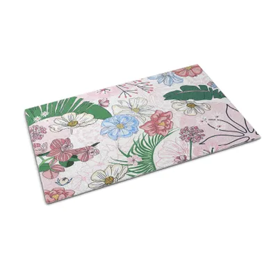 Obrázok produktu pre Rohožka na dvere - Rohož na zachytávanie nečistôt - Nekĺzavá vnútorná vonkajšia rohož - 60x40 cm - Farebné kvety