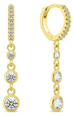 Immagine prodotto di Orecchini scintillanti placcati oro con zirconi chiari EA869Y