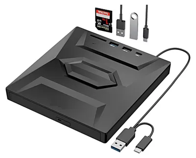 Produktbild von Externe DVD-Laufwerke, USB & Typ C, tragbarer Brenner für Laptop/PC, kompatibel mit Apple, Mini-Design, schnelles Brennen