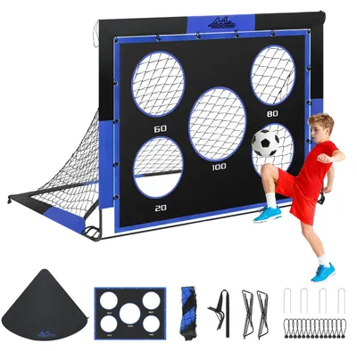 Produktbild von Fußballtor, 4' x 3' - Klappbares Fußballtor - Set aus 2 Stück - Fußballzubehör - Geeignet für Innen- und Außenbereich - Leicht und langlebig - Fußballnetz