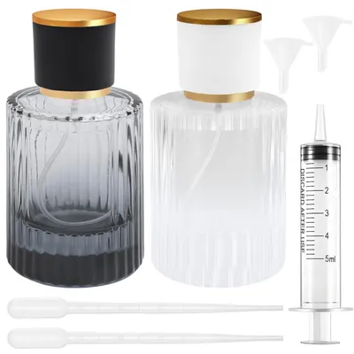 Obrázok produktu pre Dávkovače parfumov, doplniteľné, 2 kusy, 50 ml, sklenené, čierne a biele, s príslušenstvom