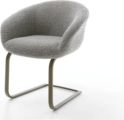 Produktbild von DELIFE Freischwinger Vinka-Flex mit Armlehnen Bouclé Silbergrau Freischwinger flach Effektfinish Titan Taschenfederkern