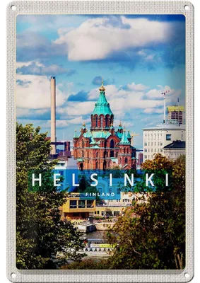 Produktbild von Blechschild Reise 20x30cm Helsinki Finnland Architektur Kirche