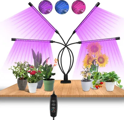Produktbild von VINGO LED lampa na rastliny 4 hlavy na osvetlenie rastlín plnospektrálna pestovateľská lampa plnospektrálne pestovateľské svetlo 40W