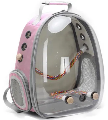 Produktbild von Rucksack für Vögel mit Edelstahl-Tablett und Stehstange Rosa
