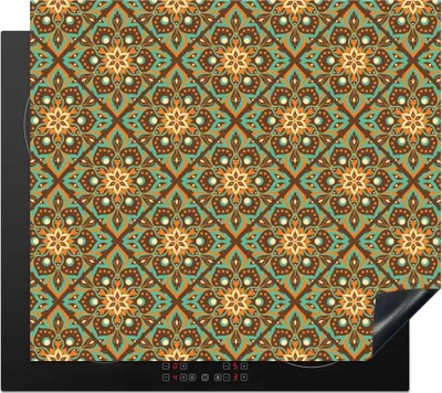 Produktbild von KitchenYeah© Herdabdeckplatte Blumen - Vintage - Muster - Bohème - Mandala , 59x52cm, Küche Deko, Glaskeramikkochfeld Herdabdeckung, Abdeckplatte fùr Kochfeld