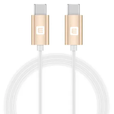 Image de Câble de données/charge Evelatus TPC03, USB-C vers USB-C, longueur 1 m, blanc/or