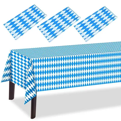 Obrázok produktu pre Obrus na  , sada 3 kusov, 137 x 274 cm, modro-biely károvaný, plastový