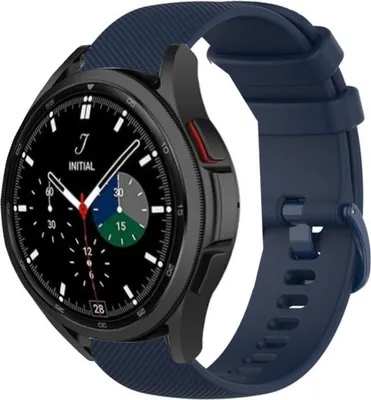 Produktbild von Strap-it Samsung Galaxy Watch 4 Classic 42mm Luxus-Silikonarmband (Dunkelblau)