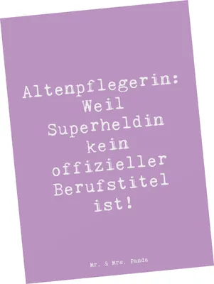 Produktbild von Mr. & Mrs. Panda Grußkarte Spruch Altenpflegerin Superheld - Lavendeltraum - Geschenk, Beruf, Pflege, Postkarten, Ansichtskarten, Superheldin, Lächeln, Postkarte, Berufe
