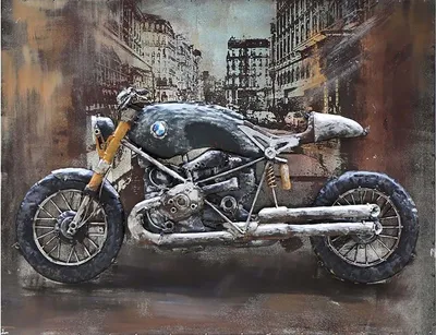 Produktbild von 3D-Metallbild - Motiv: Motorrad - 60 x 80cm