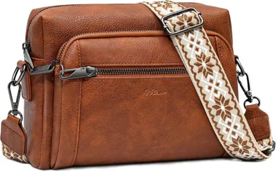 Image de HILAEX Sac à bandoulière femme 4 compartiments anti-vol en cuir Crossbody Bag