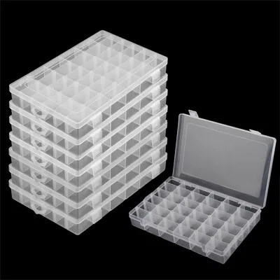 Sortierbox 8er-Set, 36 Fächer, transparent, Kunststoff, 27x17x4 cm
