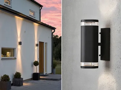 Produktbild von 2er-Set Aluminium Up-Down Wandleuchte schwarz GU10 H. 23,5cm Fassadenbeleuchtung