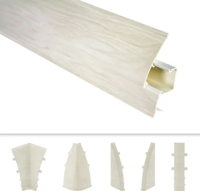 Produktbild von LEMAL Sockelleisten und Zubehör - PVC Fußleisten 60x26mm mit Kabelkanal - (1 Endkappe links, EKL.0103 Beige) Vinyleiste Abdeckleiste Bodenprofil