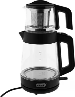 Image de Mulex Tee Express 2-en-1 bouilloire et infuseur à thé en verre - 1 L + 2 L - Noir