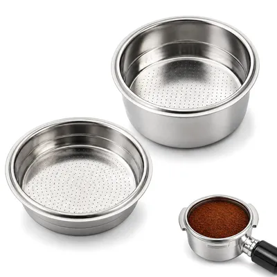 Productafbeelding van Siebdragerinzetstuk - RVS filtermand voor espressomachines met een diameter van 51 mm - geschikt voor 1 en 2 kopjes - zilverkleurig