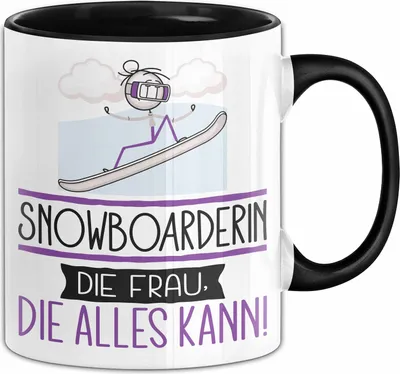 Produktbild von Snowboarderin Geschenk Tasse Becher Die Frau Die Allen Kann Geschenkidee für eine Snowboarderin Lustig (Schwarz)