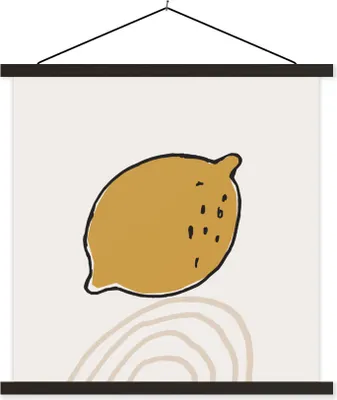 Produktbild von MuchoWow® Textilposter Sommer - Zitrone - Gelb 120x120 cm mit schwarzem Rahmen - Aufhängungsset