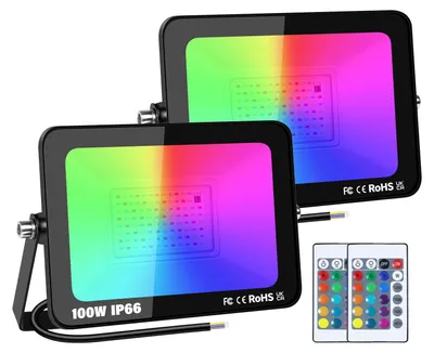 LED-Flutlicht 2er-Set, 10W, 10000 Lumen, RGB, IP65, dimmbar