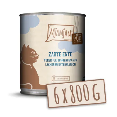 Produktbild von MjAMjAM - 6x800g Ente pur Nassfutter für Katzen Hauptfutter natur