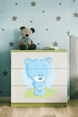 Produktbild von Kinderkommode mit Schubladen Blaubär in der Farbe Grün Babydreams