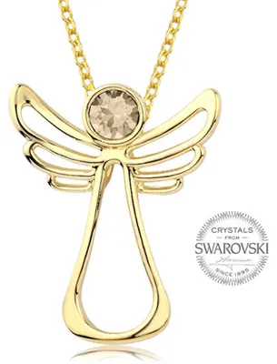 Image de Collier doré avec cristal d'ange gardien.