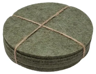 Produktbild von Filz Untersetzer Rund 10cm Grün 4er Set Tischschutz Kratzschutz
