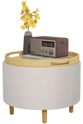 Image de Homcom HOMCOM Tabouret rembourré avec tablette 838-434V80