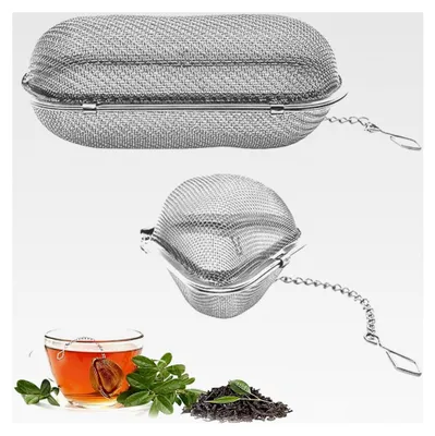 Produktbild von 2 Stück Gewürzsieb zum Kochen, Edelstahl Tee Sieb, Feinmaschiges Tee Ei mit Kette, Gewürzbeutel für lose Gewürze