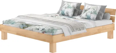 Produktbild von Doppelbett Überlänge Kingsize 180x220 Buche Massivholz natur Zubehör wählbar V-60.80-18-220 ohne Zubehör