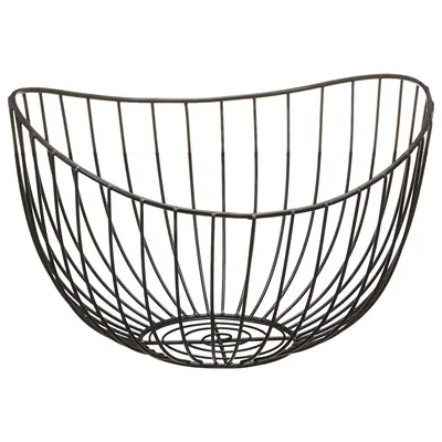 Produktbild von Cepewa Obstkorb - Metall - schwarz - rund - 26 x 17 x 24 cm