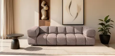 Produktbild von Sofiland Averro 4-Sitzer Sofa 280 cm Bubble-Steppung Strukturstoff Altrosa