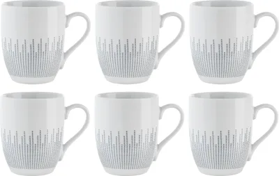 Produktbild von Kaffeetassen - 290 ml - Weiß - Blau - Porzellan - grafisches Muster - 6er Set