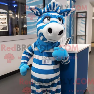 Produktbild von Blaues REDBROKOLY Zebra-Maskottchenkostüm mit Etuikleid und Beanie