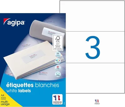 Produktbild von Etikety univerzálne 210x99mm Agipa A4 100 hárkov