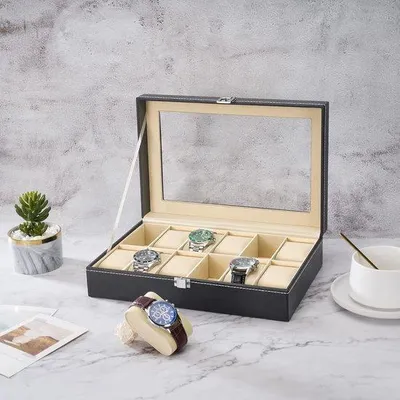 Produktbild von Famanu Uhrenkasten mit Glasdeckel - ideal für Sammler