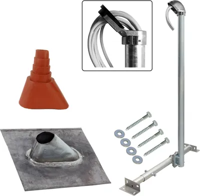 Produktbild von PremiumX BASIC X120-48 Dachsparrenhalter 120cm Mast Kappe Blei Ziegel Tülle rot