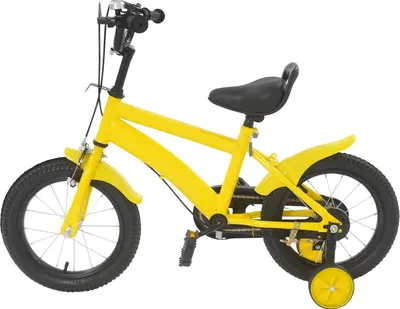 Obrázok produktu pre Detský bicykel - 35 cm kolesá - S tréningovými kolieskami - Ráfikové brzdy - Rám z uhlíkovej ocele - Hliníkové ráfiky - Žltý
