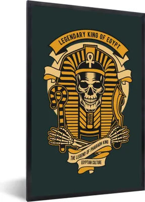 Produktbild von MuchoWow® MuchoWow® Gerahmtes Poster Skelett - Pharao - Retro - Ägypten 40x60 cm - Poster mit zchwarzem Bilderrahmen - Papierdruck - Wandbilder