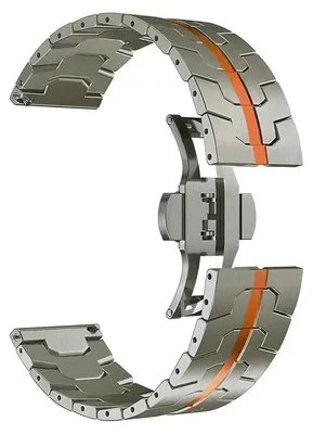 Produktbild von Smartwatch-Armband - Universal 22 mm - Edelstahl - Faltschließe - Titanorange