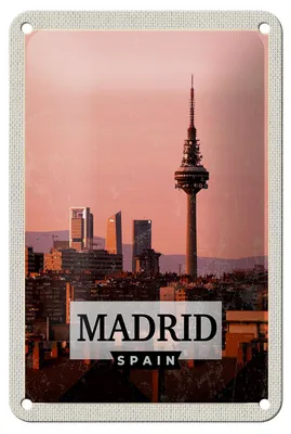 Produktbild von Blechschild Reise 12x18cm Madrid Spanien Retro Architektur Schild