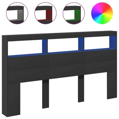Immagine prodotto di vidaXL Testata LED con ripiani nero 180x17x102 cm