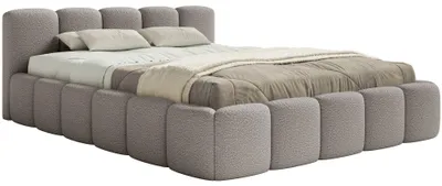 Produktbild von Selsey Cloudy Low - Polsterbett 180x200 mit Holzlattenrost, grau Bouclé