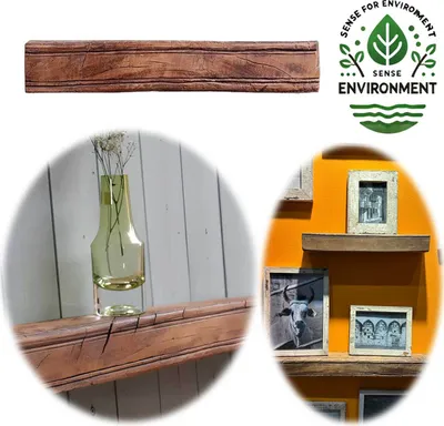 Produktbild von LS-LebenStil Holz Wandregal Bilderregal 45cm Braun Recycelt Schweberegal Wandboard Wandablage Fotoleiste für Bilderrahmen Bücherregal Wohnzimmer