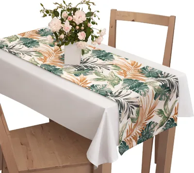 Zdjęcie produktu dla Voppi Bieżnik na stół 40x250 cm w zielone i złote liście