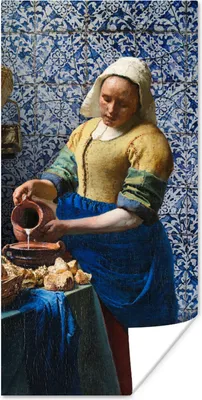 Produktbild von MuchoWow® Poster Milchmädchen - Delfter Blau - Vermeer - Gemälde - Alte Meister 20x40 cm - Plakat - Foto