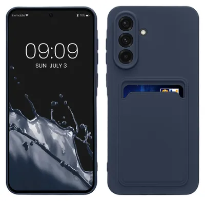 Produktbild von kwmobile Handyhülle für Samsung Galaxy A56 5G Hülle mit Kartenfach - TPU Case - Kabelloses Laden - Schutzhülle Cover in Dunkelblau