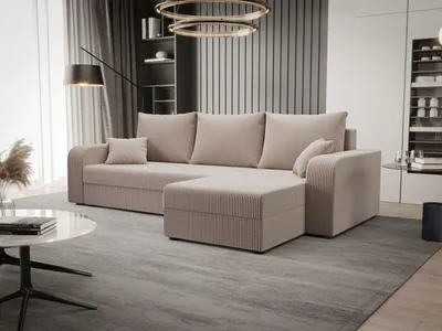 Produktbild von BEDANTE ECKSOFA HEWLET L BIS Zoom 1 Rechts Beige mit Schlaffunktion L-Form Sofa mit Stauraum Bettkasten Wohnzimmersofa Couch Sofa Bettsofa Bettkasten Bettcouch