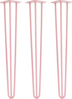 Produktbild von Natural Goods Berlin HAIRPIN Legs, Haarnadelbeine, Möbelfüße, Tischbeine, Pink, 71 cm, 3 Streben, 3 Stück